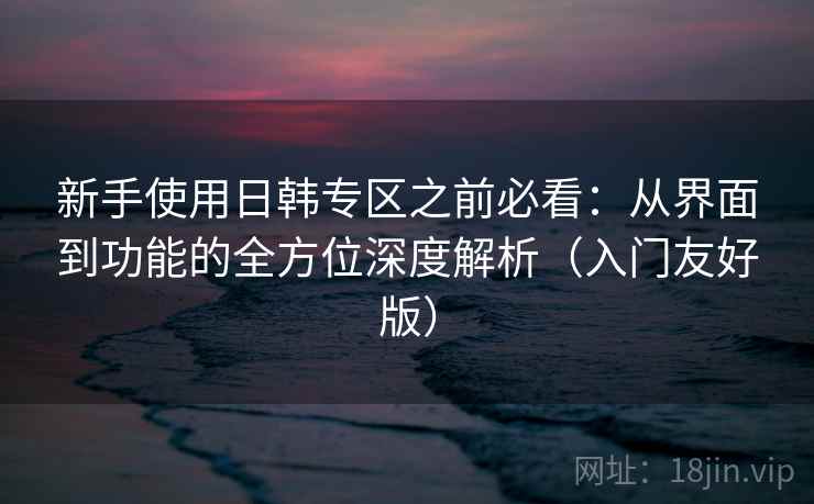 新手使用日韩专区之前必看:从界面到功能的全方位深度解析(入门友好版) 新手使用日韩专区之前必看:从界面到功能的全方位深度解析(入门友好版)