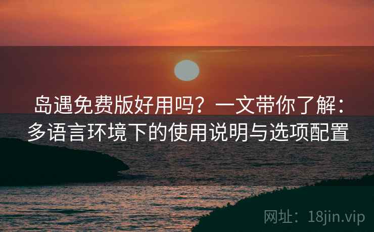 岛遇免费版好用吗？一文带你了解：多语言环境下的使用说明与选项配置